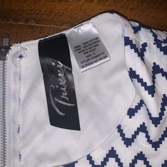 Trixxi White and Navy Floral Chevron Dress - Picture 2 of 2